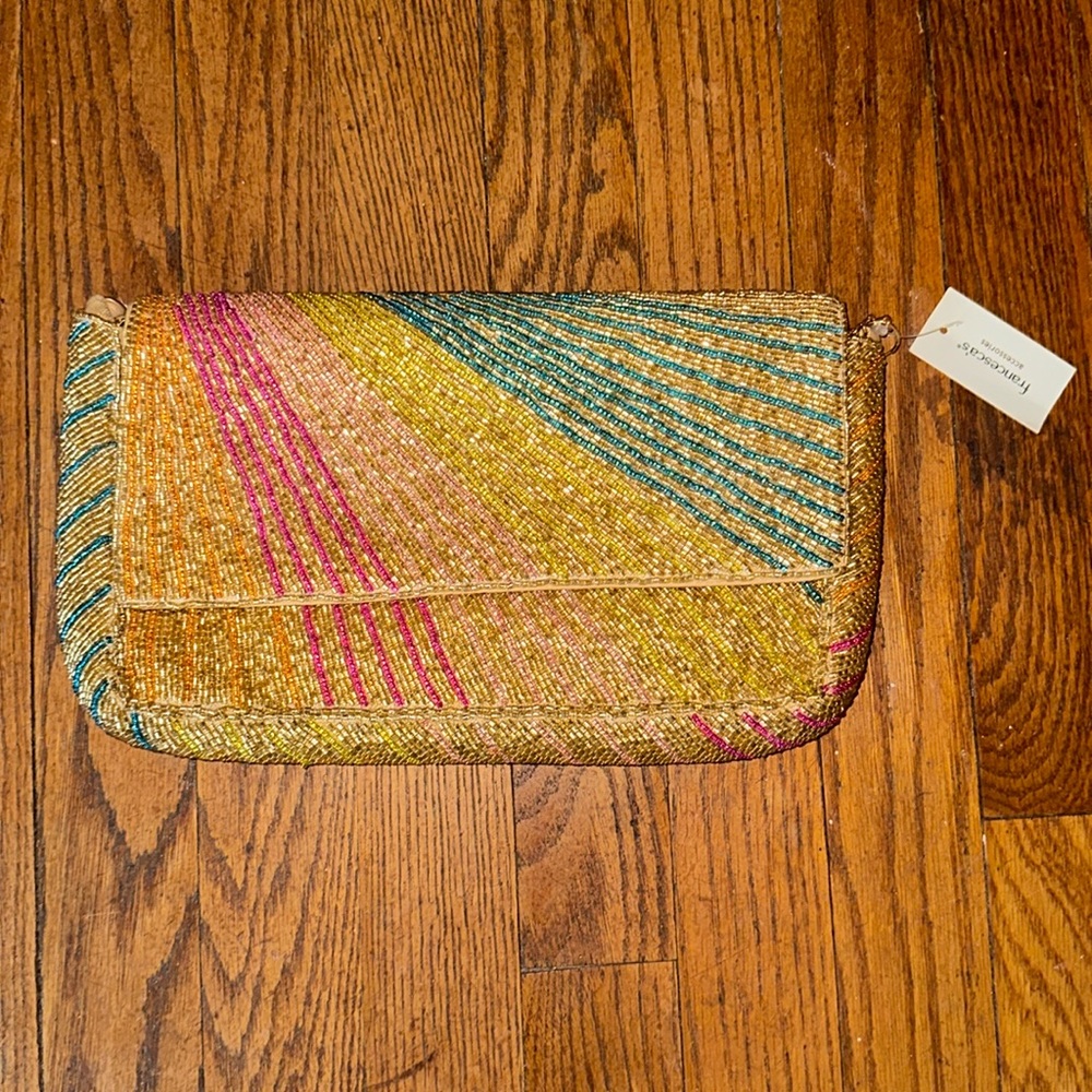 Rainbow Beaded Clutch Bag